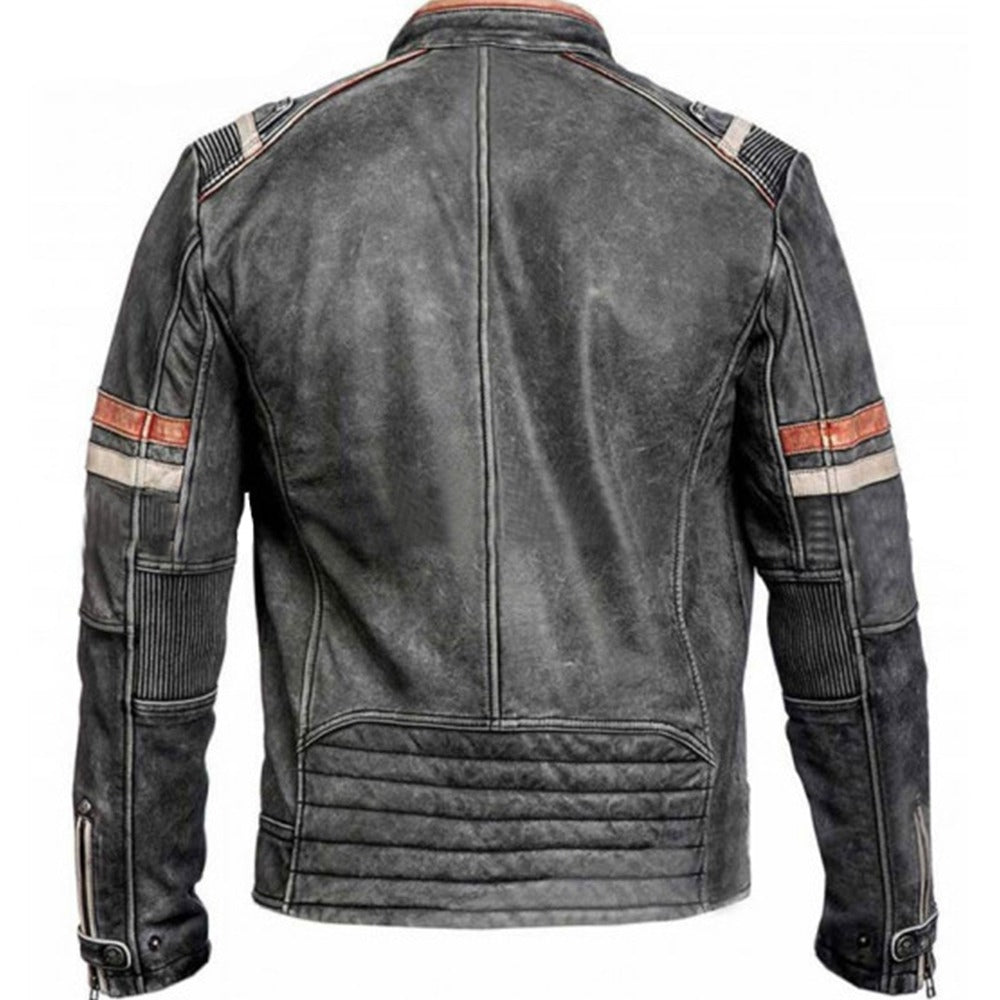 Mens Distressed Cafe Racer Jacket