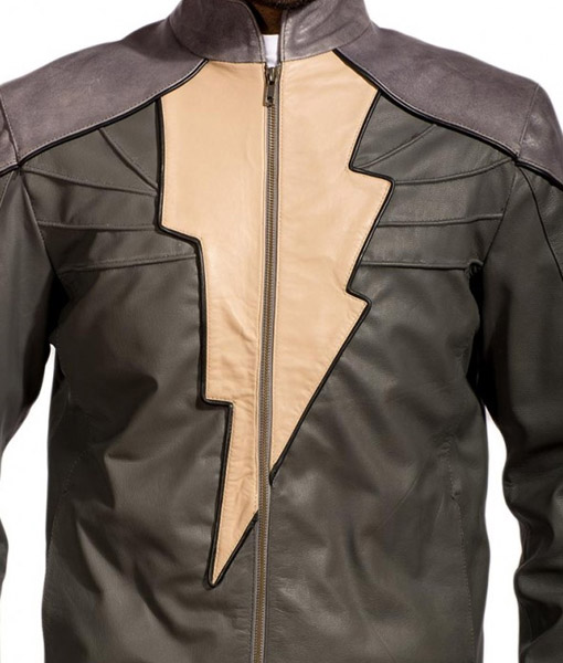 Black Adam Leather Jacket Close