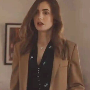windfall-2022-lily-collins-brown-blazer