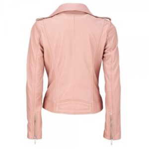 Womens Pink Biker Style Leather Jacket-600x600