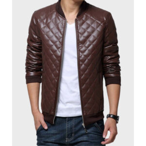 Mens Brown Quilted Leather Jacket