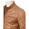Mens Slim Fit Brown Leather Jacket - Image 2