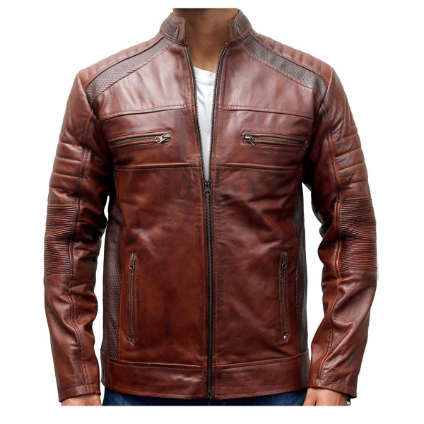 Men's Brown Cafe Racer Jacket | Free Shipping Worldwide