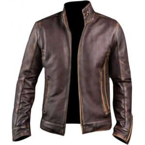 Distressed Brown Motorcycle Leather Jacket