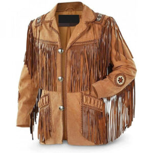 Fringes Brown Leather Jacket