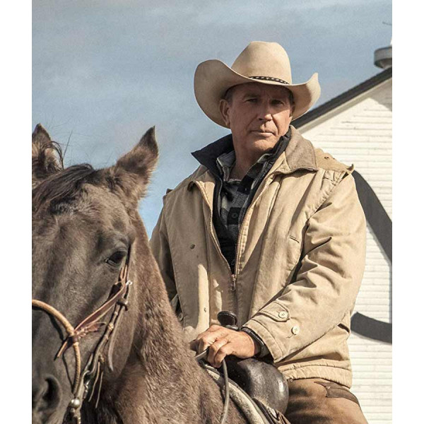John Dutton Kevin Costner Beige Yellowstone Season 4 Western Jacket