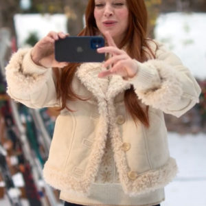 Lindsay-Lohan-Falling-For-Christmas-2022-Shearling-Jacket