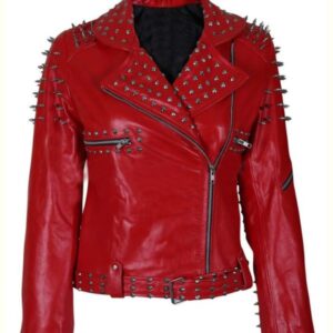 Red Spike Studded Jacket