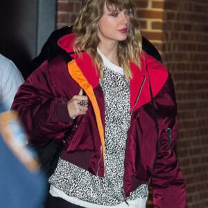 Taylor-Swift-Burgundy-Bomber-Jacket