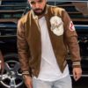 Drake Brown Varsity Bomber Jacket - Image 2