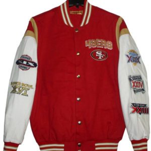 Mens Red with White Sleeves Varsity Jacket