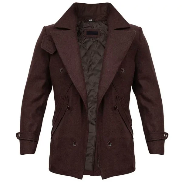 Loki S02 Tom Hiddleston Brown Peacoat - Image 3