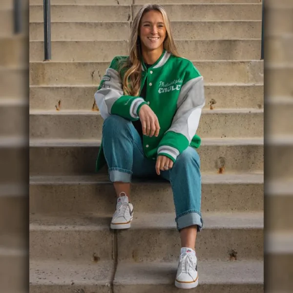 90s Eagles Letterman Jacket - Image 5
