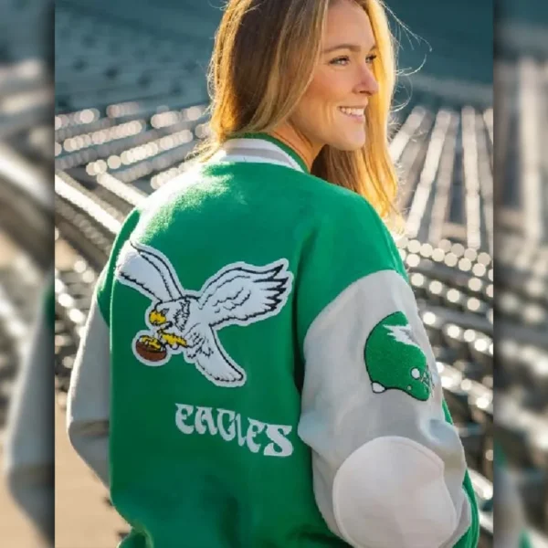 90s Eagles Letterman Jacket - Image 6