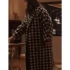 Only Murders In The Building S03 Selena Gomez Black & White Houndstooth Coat