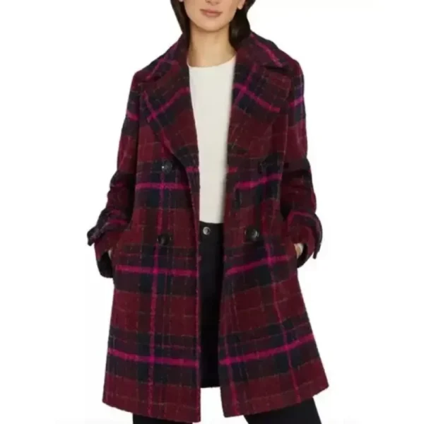 Murder in a Small Town Zoe Strachan Plaid Coat - Image 2