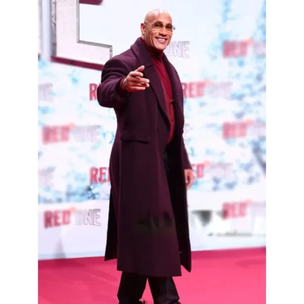 Red One Premiere Dwayne Johnson Maroon Coat - Image 3