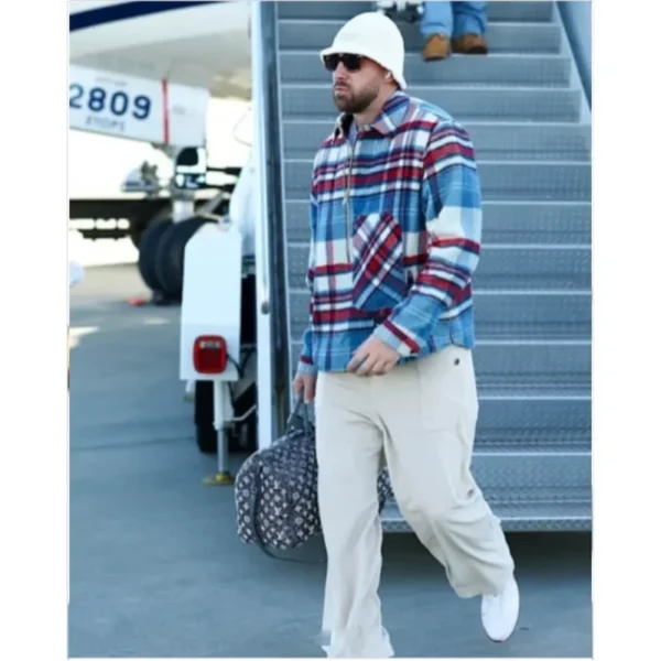 Travis Kelce Cheif vs Panther Plaid Jacket