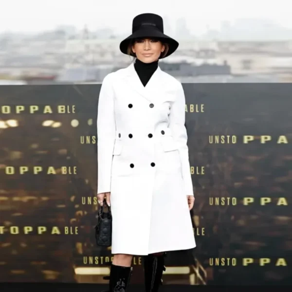 Unstoppable Premiere Jennifer Lopez White Coat - Image 4
