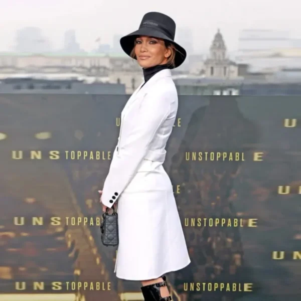 Unstoppable Premiere Jennifer Lopez White Coat - Image 5