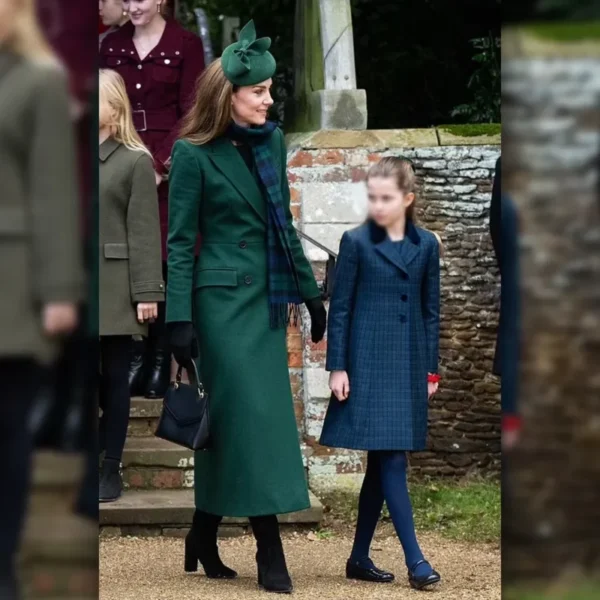 Kate Middleton Christmas Day Green Coat - Image 3