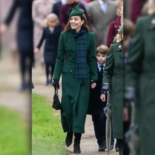 Kate Middleton Christmas Day Green Coat - Image 4