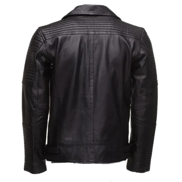 Samuel Black Slim Fit Genuine Leather Motorcycle Jackets - Image 2