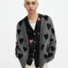 The Traitors US S03 Grey & Black Heart Print Cardigan - Image 2