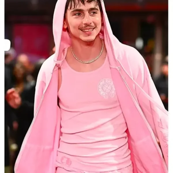 Timothee Chalamet Berlin Film Festival Pink Hoodie - Image 2