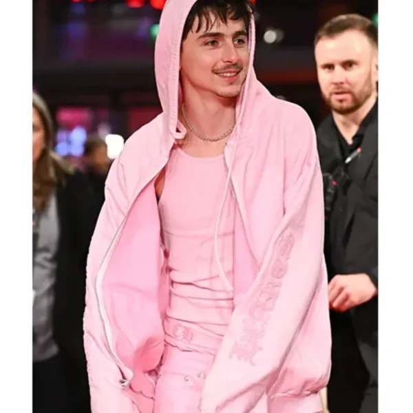 Timothee Chalamet Berlin Film Festival Pink Hoodie - Image 4