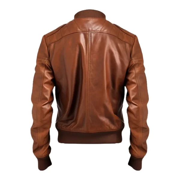 Vintage Brown Leather Bomber Jacket