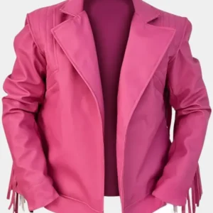 A Minecraft Movie 2025 Jason Momoa Pink Fringe Jacket