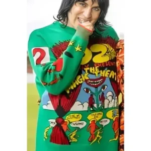 Great British Bake Off Noel Fielding Green Printed Sweater