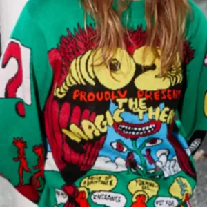 Great British Bake Off Noel Fielding Green Printed Sweater