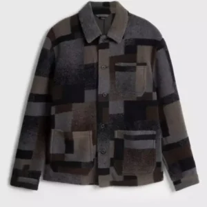 Greys Anatomy S21 Kevin McKidd Grey Brown Geo Print Jacket