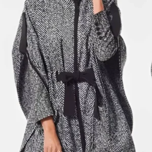Meghan Markle Monochrome Cape Style Striped Jacket