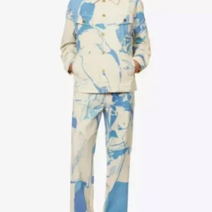 Sherri Jawn Murray White And Blue Printed Suit