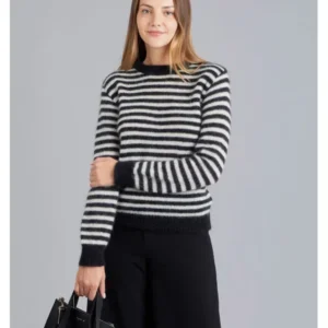 The Life List 2025 Sofia Carson Black & White Striped Sweater
