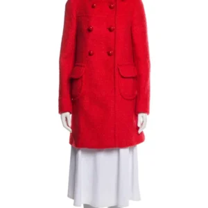 The Life List 2025 Sofia Carson Red Double Breasted Peacoat