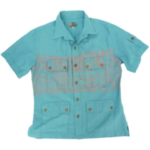 The Studio 2025 Seth Rogen Blue Printed Shirt