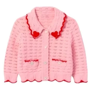9-1-1 Askyler Bell Red Heart Collar Pink Cardigan