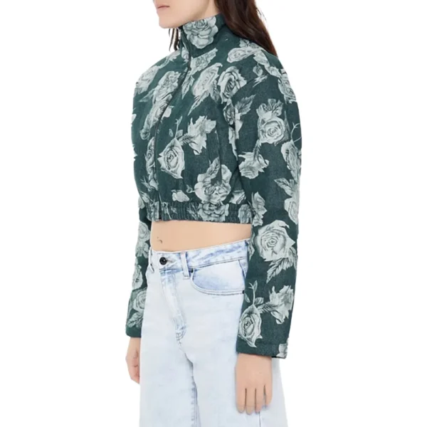All American S07 Alexis Chikaeze Rose Print Blue Jacket