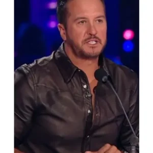 American Idol Luke Bryan Brown Western Leather Shirt