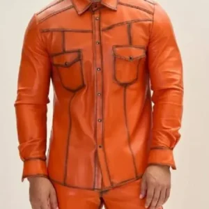 American Idol S23 Jamal Roberts 2025 Orange Leather Shirt