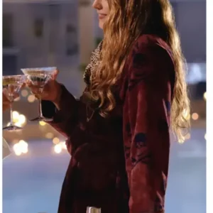Another Simple Favor Blake Lively Burgundy Toweling Robe