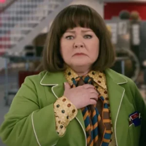 Melisa McCarthy Unfrosted 2024 Green Coat