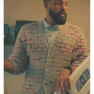 No Good Deed 2024 O-T Fagbenle Beige Patterned Cardigan
