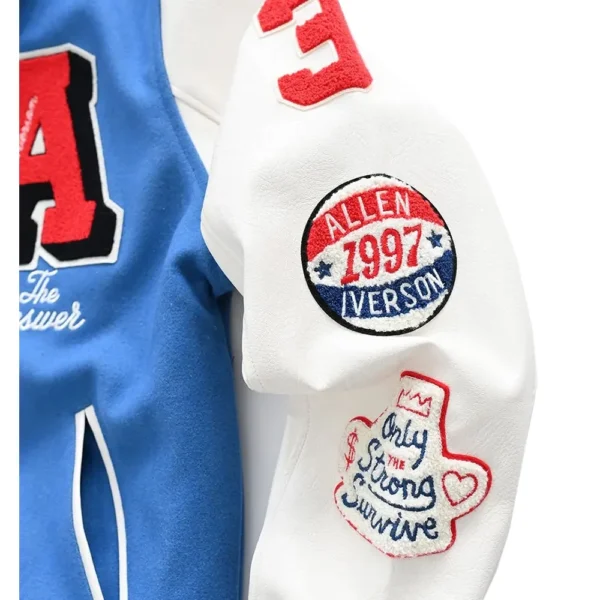Stephen Curry Allen Iverson Blue and White Jacket