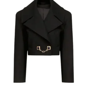 Taylor Swift Gemstone Button Cropped Black Peacoat