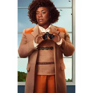 The Residence 2025 Uzo Aduba Brown Leather Patches Jacket
